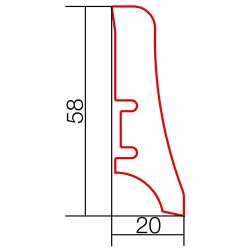 58x20mm P20 dažyta pagal užsakymą medinė grindjuostė