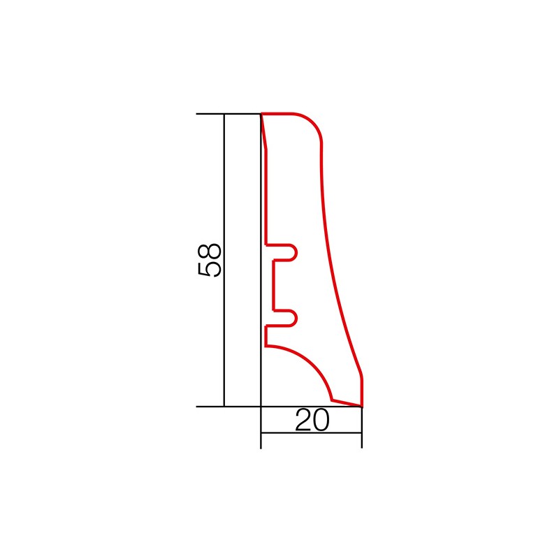 58x20mm P20 dažyta pagal užsakymą medinė grindjuostė