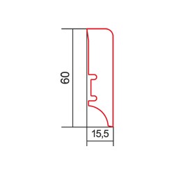 60x15.5mm P6P dažyta pagal užsakymą medinė grindjuostė