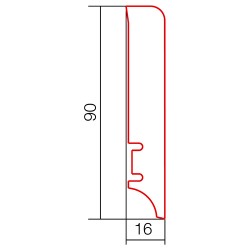 90x16mm P61 dažyta pagal užsakymą medinė grindjuostė