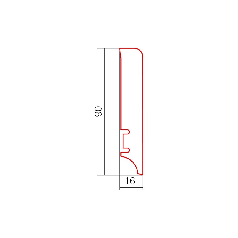 90x16mm P61 dažyta pagal užsakymą medinė grindjuostė