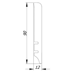 90x12mm P9S dažyta pagal užsakymą medinė grindjuostė