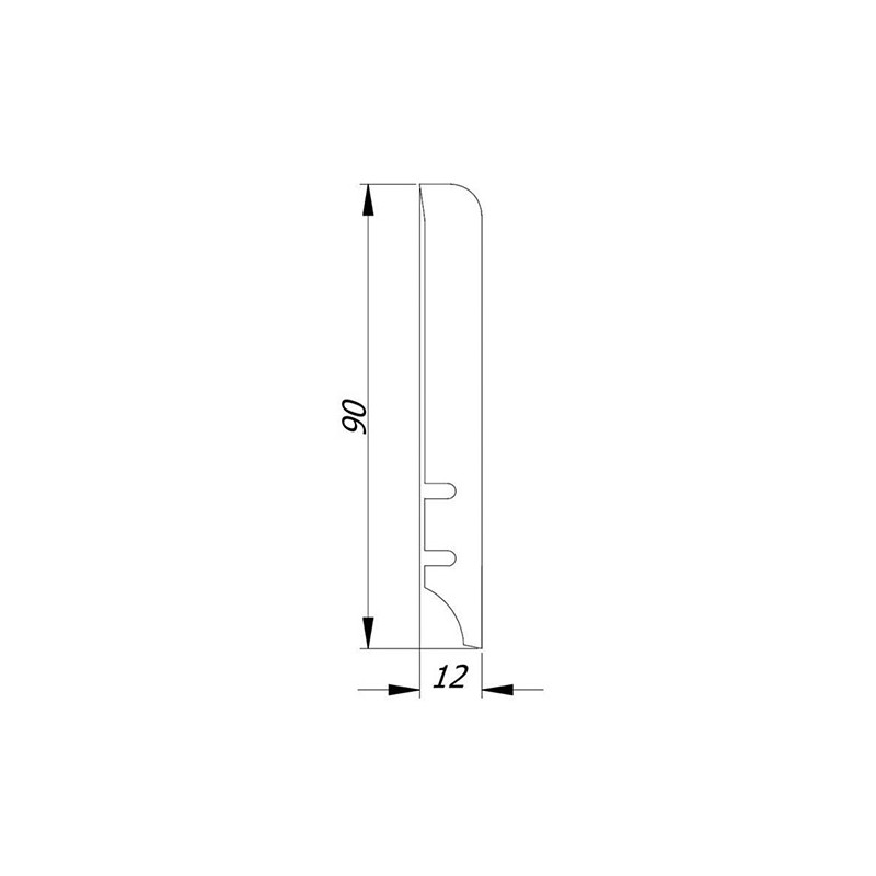 90x12mm P9S dažyta pagal užsakymą medinė grindjuostė