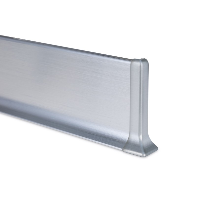 60mm Šviesus šukuotas SILVER LINE 90 anoduota aliuminė grindjuostė
