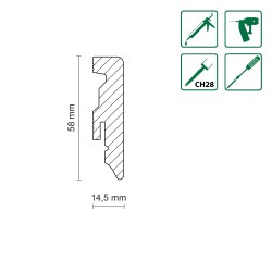 58MM K0062L1 RAL9003 balta polistireno grindjuostė