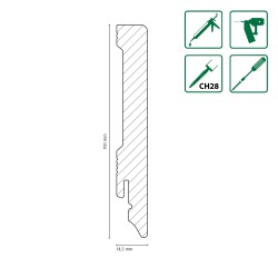 100MM K0209L1 RAL9003 balta polistireno grindjuostė