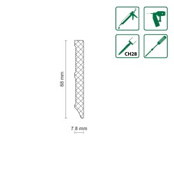 68MM K0068OC RAL9003 balta polistireno grindjuostė