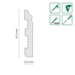 81,5MM K0201OC RAL9003 balta polistireno grindjuostė
