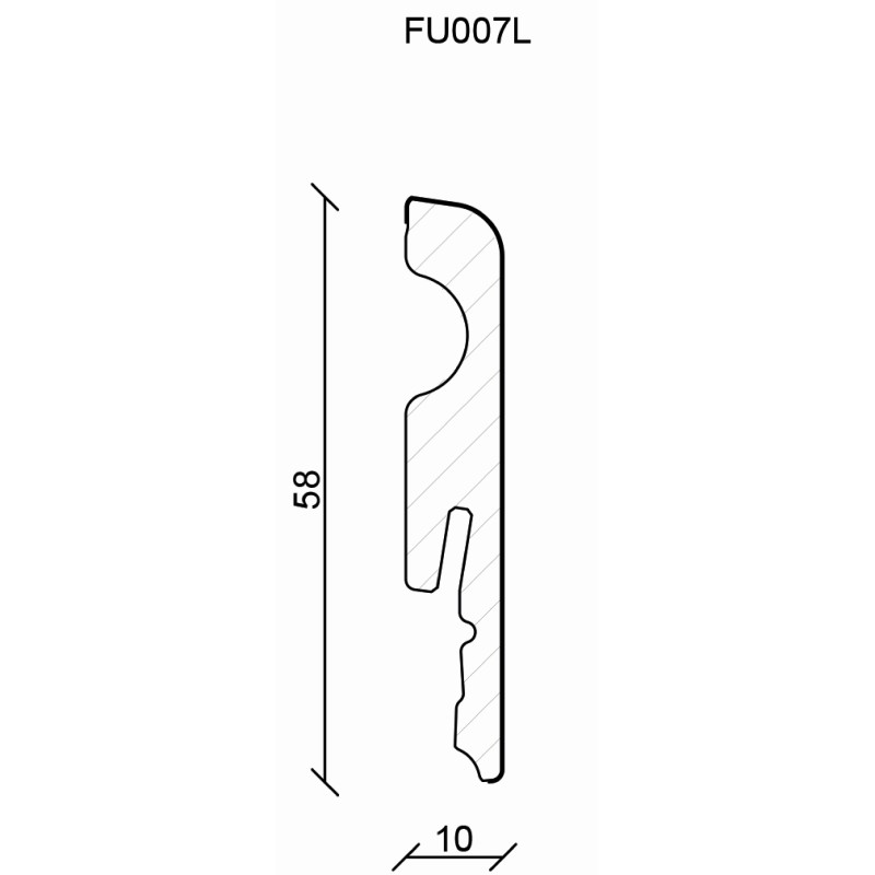 58x10MM FU007 dažyta pagal užsakymą MDF grindjuostė