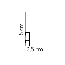 80MM QL019 PREMIUM baltai dažyta polistireno grindjuostė