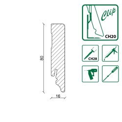 80x16mm L0162 Medinės dažytos baltos grindjuostės