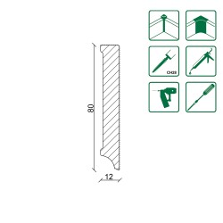 80x12mm L0805 Medinės dažytos baltos grindjuostės