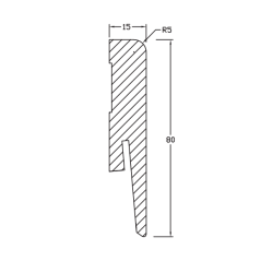80MM LO9 Palermo 80X15 MDF LAMINUOTA grindjuostė