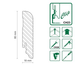 80x18mm L0145 Medinės dažytos baltos grindjuostės