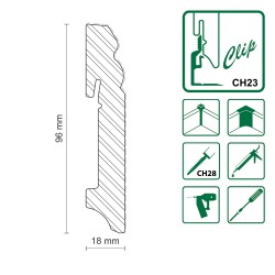 96x18mm L0089 Medinės dažytos baltos grindjuostės