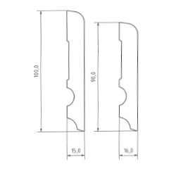 100X15 96001 MDF BALTA grindjuostė
