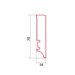 70x16mm PW70 Baltai dažytos medinės grindjuostės