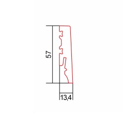 57MM S60 RAL9003 balta polistireno grindjuostė